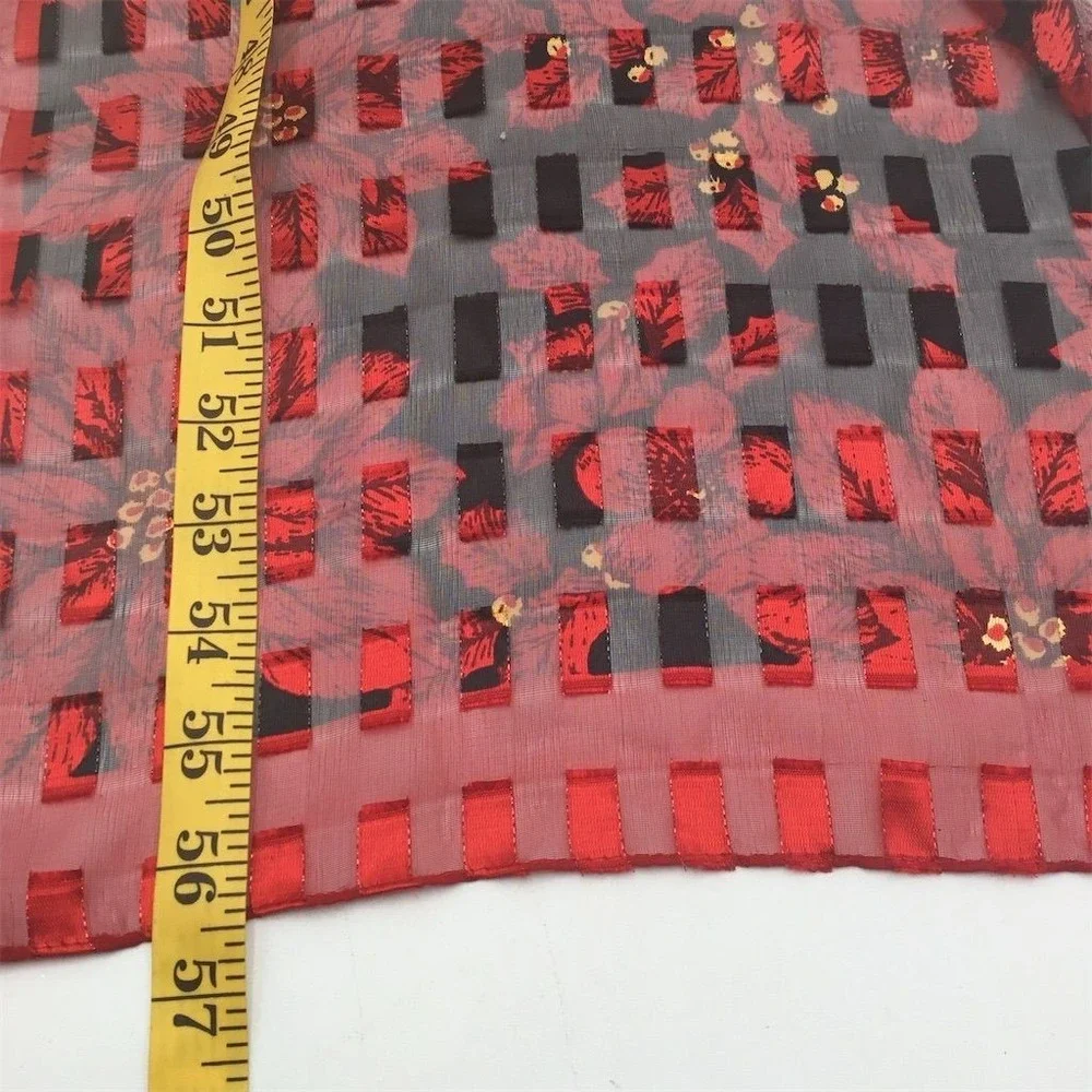 Women's Red Floral Silk Scarf 63